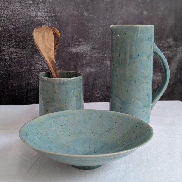 Set aus Schale, Krug und Utensilo Grün